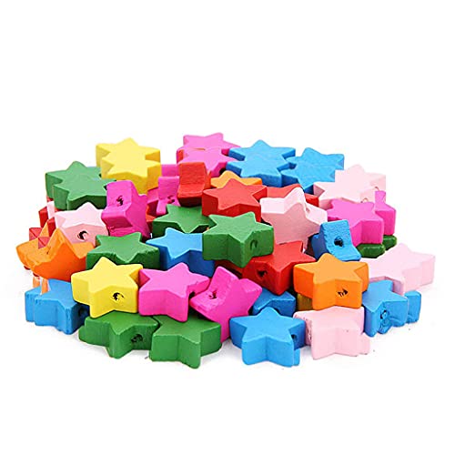 100 Stück Holzperlen Cartoon fünfzackiger Stern Holz-Abstandshalter Perlen für DIY-Schmuckherstellung und Kindergeschenkherstellung, verschiedene Farben, sehr erschwinglich, robust und praktisch von Generisch