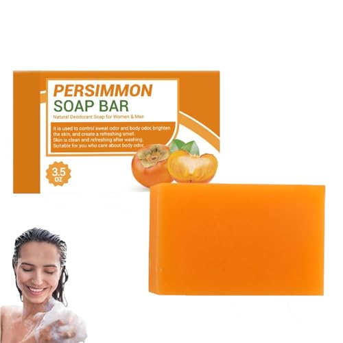 100g Persimmon Goat Milk Soap, Persimmenen Soap Bar, Natürliche Kaki-Seife, Verbesserung der Hautelastizität, Natürliche Deodorant-Seife für Männer und Frauen (1) von Generisch