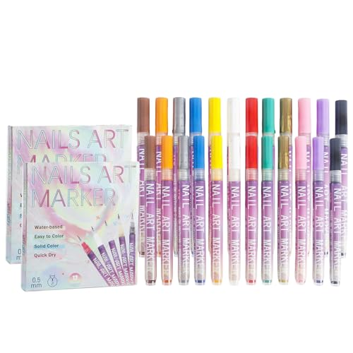12 Farben Nagellack Stift Set, Nail Art Pens, Nagellack Schnelltrocknend, 0.5mm Nagellackstift Nagelpunkt Graffiti Punktierstift Zeichen- und Malpinsel für Zuhause Salon Schnelle DIY Nagelkunst von Generisch