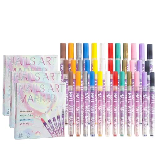 12 Farben Nagellack Stift Set, Nail Art Pens, Nagellack Schnelltrocknend, 0.5mm Nagellackstift Nagelpunkt Graffiti Punktierstift Zeichen- und Malpinsel für Zuhause Salon Schnelle DIY Nagelkunst von Generisch