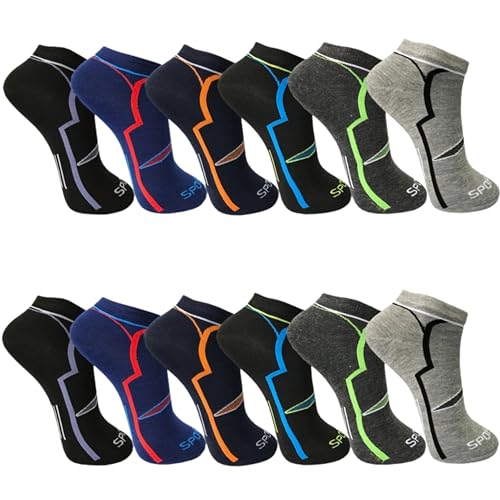 12 Paar Herren Sneaker Socken Kurzsocken Sportsocken Damen Füßlinge Baumwolle (DE/NL/SE/PL, Numerisch, 39, 42, Regular, Regular, Mehrfarbig) von Generisch