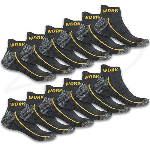 12 Paar WORK SNEAKER SOCKEN ArbeitsSneaker Arbeitssocken Strümpfe Füßlinge Größenauswahl 39-46 (as3, numeric, numeric_43, numeric_46, regular, regular, 12 Paar Grau) von Generisch