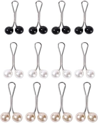 12 Stück Multicolor Kopftuch Perlennadeln Clips U-Form Hijab Schal Dame Muslimischer Schal Schal Clips Schal Broschen Pin Schmuck Zubehör (Schwarz & Weiß & Gold) Practical von Generisch