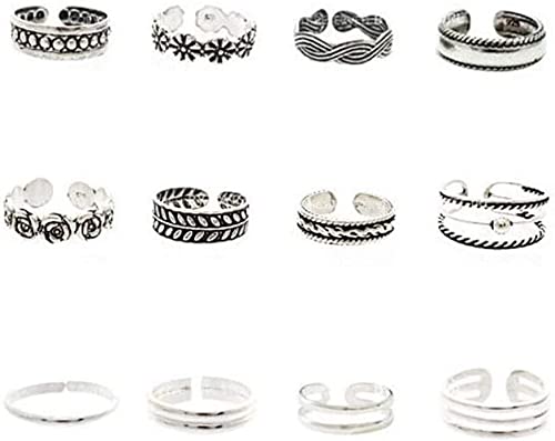 12 Stück Open Toe Ringe Vintage Wave Flower Knot Einstellbare Zehenringe Set für Mädchen Frauen Party 12 Stück Open Toe Ringe Vintage Wave Flower Knot Einstellbare Zehenringe Set für Mädchen Frauen Party von Generisch