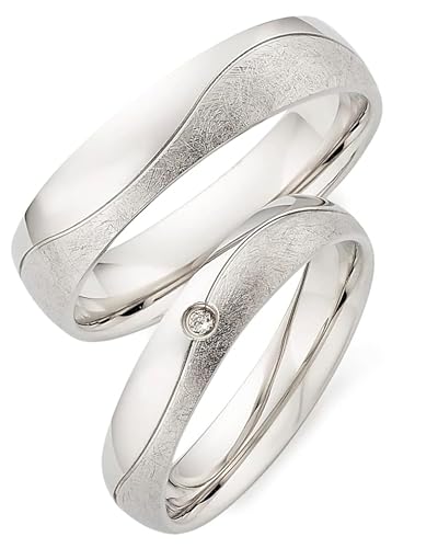123traumringe Eheringe in 925 Silber I Partnerringe mit Etui & Gravur I Damenring mit 1 Brillant I Ringgröße 50-62 mm oder 54-70 mm I Verlobungsringe in 4/5 mm Breite & 1,5 mm Stärke I S80 von Generisch
