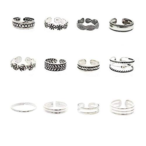 12Pcs / Set Klassische Vintage Geschnitzte Verstellbare Zehenringe Set Bohemian Summer Charm Open Foot Fingerring Schmuck Zuverlässig 12Pcs / Set Klassische Vintage Geschnitzte Verstellbare Zehenringe Set Bohemian Summer Charm Open Foot Fingerring Schmuck Zuverlässig von Generisch