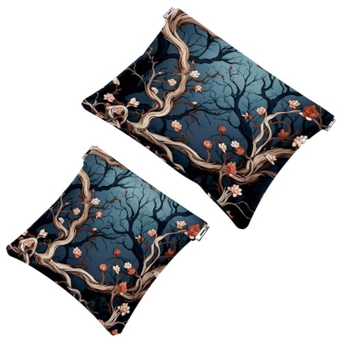 1453 Schrapnellbeutel für Geldbörse, weiße Pflaume und rote Zweige, wasserdichte Make-up-Tasche, tragbare Tasche für Damen, Geschenke, 2 Stück, Mehrfarbig 10, A：7.1x5.8in/18x14.8cm，B:4.7x4.5in von Generisch