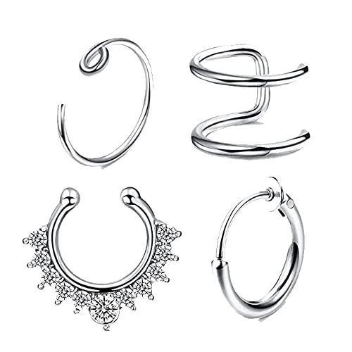 16 Stück gefälschte Nasenringe Hoop Edelstahl Faux Septum Piercing Lippenring Nasenring Set gefälschte Nasenringe für Frauen MännerSchön und geschickt. von Generisch