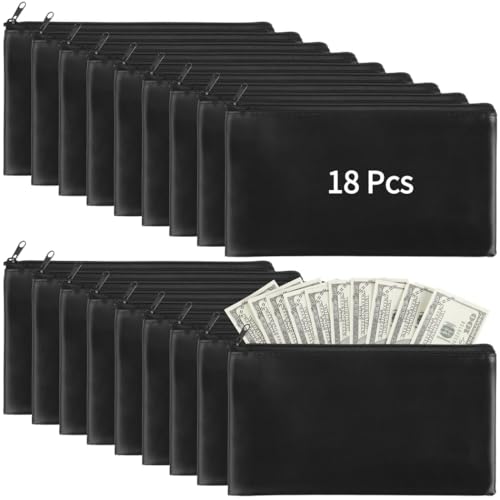 18 x wasserdichte Geldtaschen aus PU-Leder mit Reißverschluss, 29 x 16 cm, für Schecks und Reisen, Schwarz , Einheitsgröße 18 x wasserdichte Geldtaschen aus PU-Leder mit Reißverschluss, 29 x 16 cm, für Schecks und Reisen, Schwarz , Einheitsgröße von Generisch