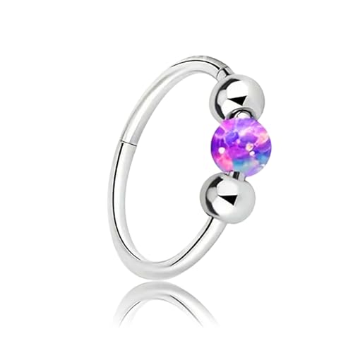 18G Hoop Opal Nasenring für Frauen 316L Edelstahl Nasenpiercing Schmuck Knorpel Ohrring Septum Clicker Ring Conch Daith Tragus Helix Rook Piercing Schmuck Lippe von Generisch