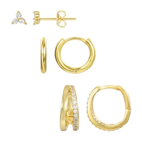 18K Vergoldete Helix Piercing Ohrstecker Damen Set, Flachrücken Huggie Ohrringe für Cartilage von Generisch