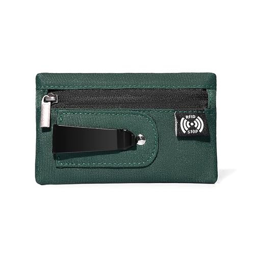 1PC Mini-Geldbörse mit einfachem Stoffbeutel-Design, Reiß Verschluss, Gürtel Clip und RFID-Blocking-Organizer von Generisch