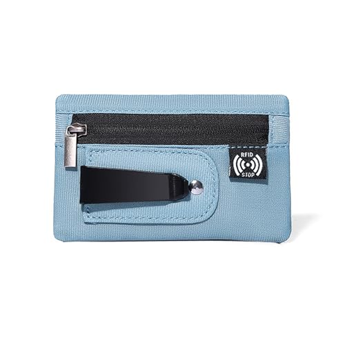 1PC Mini-Geldbörse mit einfachem Stoffbeutel-Design, Reiß Verschluss, Gürtel Clip und RFID-Blocking-Organizer von Generisch