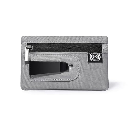 1PC Mini-Geldbörse mit einfachem Stoffbeutel-Design, Reiß Verschluss, Gürtel Clip und RFID-Blocking-Organizer von Generisch