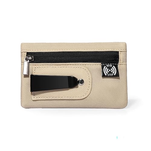 1PC Mini-Geldbörse mit einfachem Stoffbeutel-Design, Reiß Verschluss, Gürtel Clip und RFID-Blocking-Organizer von Generisch