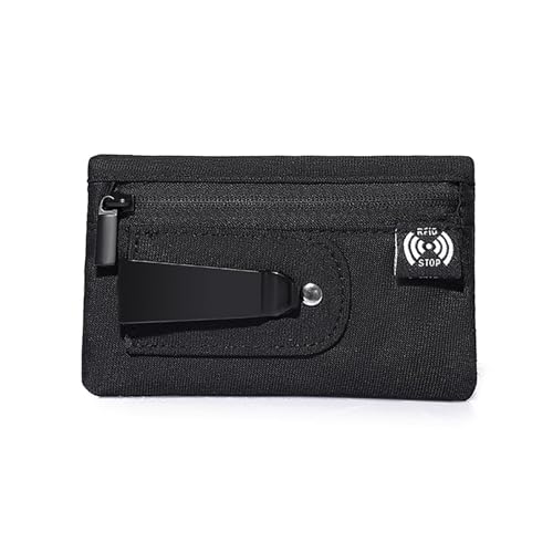 1PC Mini-Geldbörse mit einfachem Stoffbeutel-Design, Reiß Verschluss, Gürtel Clip und RFID-Blocking-Organizer von Generisch