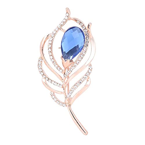 1X Brosche Frauen Corsage Feder Kristall Hochzeit Braut Pin Kleid Brosche Schals Schal Clip Tasche Ornament Weihnachtsgeschenk Golden von Generisch