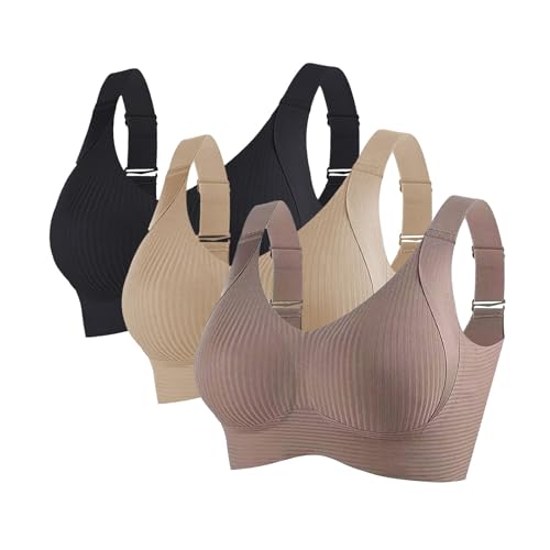 2/3er Pack Damen Nahtloser BH Ohne BüGel Glatt Komfort Vollschalen Gepolstert Bustier Seamless Lift Anti Falten Effekt BHS Push Up Starker Halt Soft Bra Verstellbar UnterwäSche FüR TäGlichen Gebrauch von Generisch