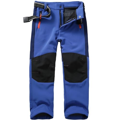 2-In-1 Zip Off Hose Kinder Wanderhose Für Jungen Mädchen Atmungsaktiv Skihose Winddichte Trekkinghose Gerades Bein Schneehose Winter Outdoorhose Wasserdicht Softshellhose Dark Blau S von Generisch