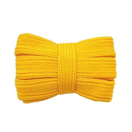 2 Paar 2 cm breite, modische, flache Schnürsenkel für Herren und Damen, Turnschuhe, Freizeitschuhe, Längenoptionen 100–160 cm(Gold,140cm) von Generisch