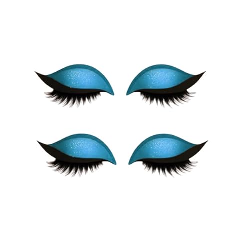 2 Paar Lazy Eye Shadow Eyelash Patch,Lidschatten Wimpern Aufkleber,2-in-1 wiederverwendbare Lidschatten- und Wimpern-Make-up-Aufkleber,Natürliche Locken, Wasserfest, Lang Anhaltend (Blau) von Generisch