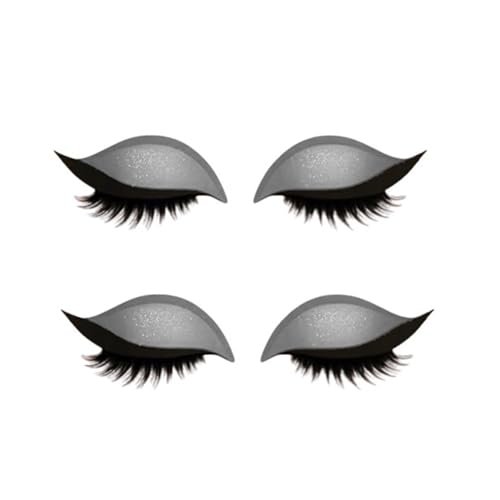 2 Paar Lazy Eye Shadow Eyelash Patch,Lidschatten Wimpern Aufkleber,2-in-1 wiederverwendbare Lidschatten- und Wimpern-Make-up-Aufkleber,Natürliche Locken, Wasserfest, Lang Anhaltend (Grau) von Generisch