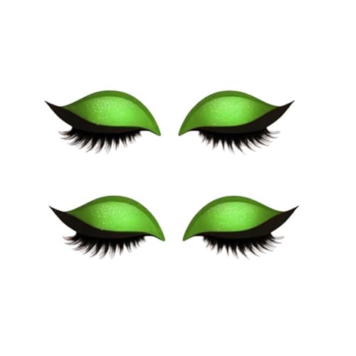 2 Paar Lazy Eye Shadow Eyelash Patch,Lidschatten Wimpern Aufkleber,2-in-1 wiederverwendbare Lidschatten- und Wimpern-Make-up-Aufkleber,Natürliche Locken, Wasserfest, Lang Anhaltend (Grün) von Generisch