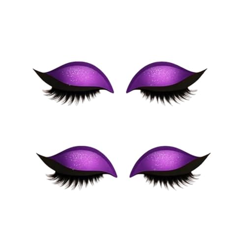 2 Paar Lazy Eye Shadow Eyelash Patch,Lidschatten Wimpern Aufkleber,2-in-1 wiederverwendbare Lidschatten- und Wimpern-Make-up-Aufkleber,Natürliche Locken, Wasserfest, Lang Anhaltend (Lila) von Generisch