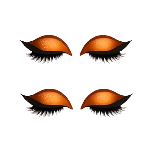 2 Paar Lazy Eye Shadow Eyelash Patch,Lidschatten Wimpern Aufkleber,2-in-1 wiederverwendbare Lidschatten- und Wimpern-Make-up-Aufkleber,Natürliche Locken, Wasserfest, Lang Anhaltend (Orange) von Generisch