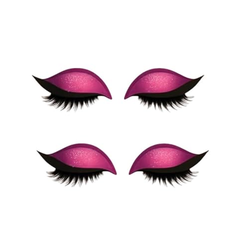 2 Paar Lazy Eye Shadow Eyelash Patch,Lidschatten Wimpern Aufkleber,2-in-1 wiederverwendbare Lidschatten- und Wimpern-Make-up-Aufkleber,Natürliche Locken, Wasserfest, Lang Anhaltend (Rot) von Generisch