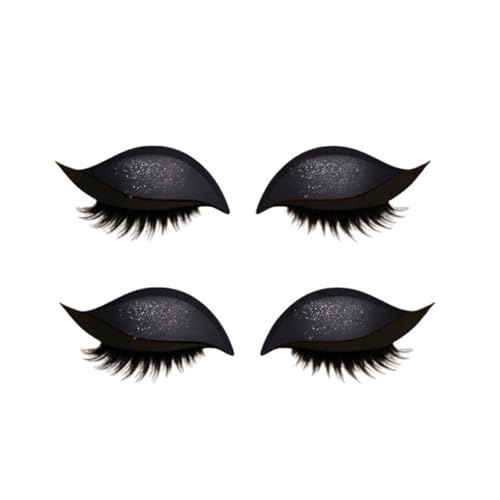 2 Paar Lazy Eye Shadow Eyelash Patch,Lidschatten Wimpern Aufkleber,2-in-1 wiederverwendbare Lidschatten- und Wimpern-Make-up-Aufkleber,Natürliche Locken, Wasserfest, Lang Anhaltend (Schwarz) von Generisch
