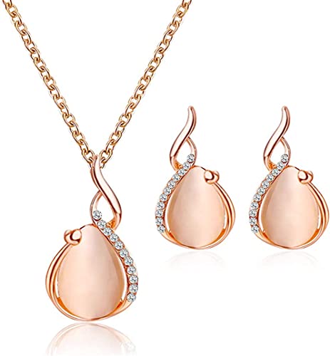 2 Stück/Set, schlichtes elegantes Schmuck-Set, Halskette und Ohrringe, coole Kristall-Katzenaugen-Halskette, Ohrringe, Brautschmuck-Set für Damen. Langlebigkeit von Generisch