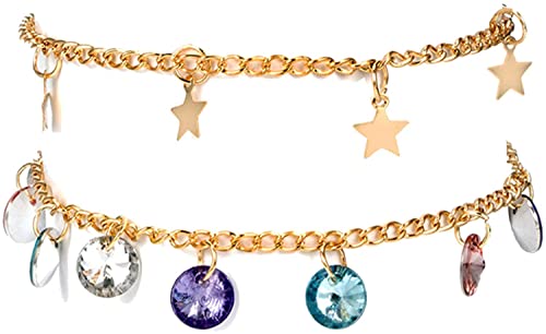 2 Stück/Set Frauen Stern bunte Charm Sandale Fußkettchen Fußkettchen Bettelarmband Armreif Abschlussfeier Freundschaft Bestes Geschenk von Generisch