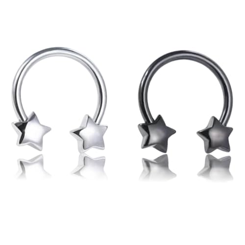 2 Stück 16G Edelstahl Septum Piercing Schmuck Septum Nasenringe Schnurrbart Nasenring Nasenpiercing Geschenke für Frauen Männer Geburtstagsfeier von Generisch