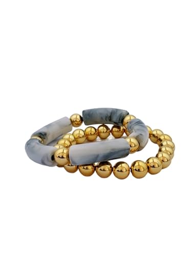 2 Stück Acrylperlen Armbänder für Paare - Handgemachte elastische Armbänder mit flexiblem Schlauch für den täglichen Gebrauch passend, Einheitsgröße von Generisch