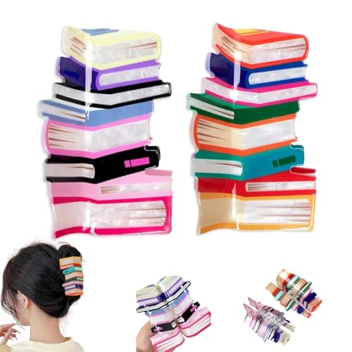 2 Stück Buch-Haarklammern,Buchförmiger Haarspange,Lustige Haarspangen,Niedliche Lehrer-Haar-Krallen-Spangen, Lustige Back To School-Haar-Clips,Buchförmige Haarklammern Aus Acryl (A+B) von Generisch
