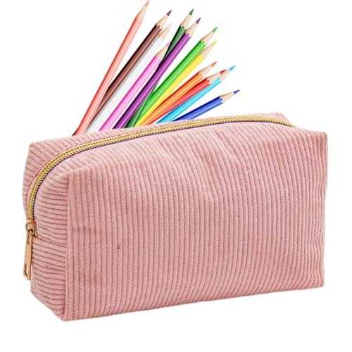 2 Stück Cord-Stoff Federmäppchen,Aesthetic mäppchen federtasche Erwachsene,Cord-Stoff mäppchen klein,Pencil case Aesthetic Für Schulbedarf Büro Hochschule Lehrer Jugendliche & Erwachsene Make-up von Generisch