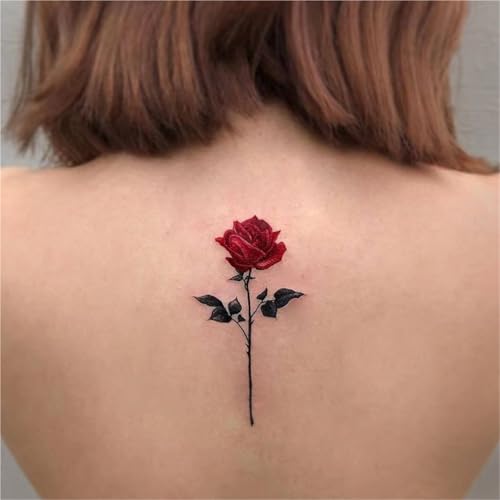 2 Stück Einzelne Rose Roter Rückenarm Temporäre Tattoo-Aufkleber Für Männer Und Frauen, Wasserfeste Und Langlebige Aufkleber, Gefälschte Tattoos von Generisch