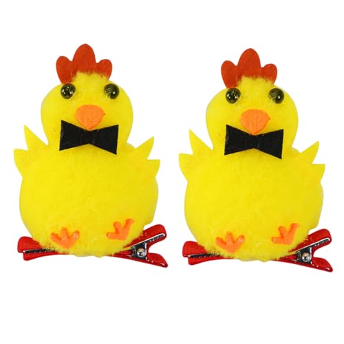 2 Stück Ostern Haarspangen in Kükenform，Kuscheltiere Haarklammer，Süße Haarspangen für Damen，Osterschmuck，7×5cm，Hühnerhaarspangen perfekt für Ostern (Gelb) von Generisch