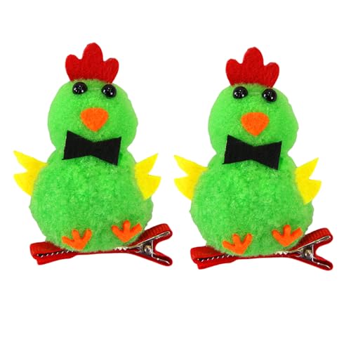 2 Stück Ostern Haarspangen in Kükenform，Kuscheltiere Haarklammer，Süße Haarspangen für Damen，Osterschmuck，7×5cm，Hühnerhaarspangen perfekt für Ostern (Grün) von Generisch