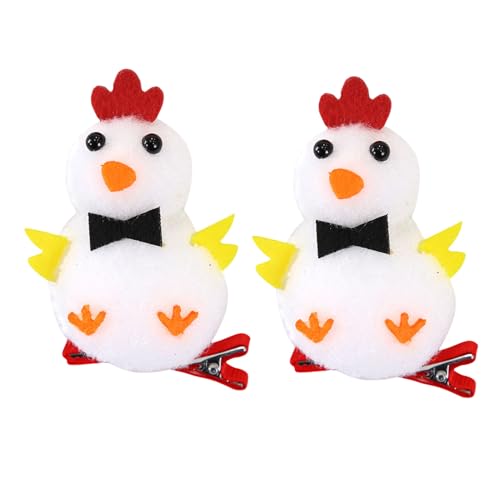 2 Stück Ostern Haarspangen in Kükenform，Kuscheltiere Haarklammer，Süße Haarspangen für Damen，Osterschmuck，7×5cm，Hühnerhaarspangen perfekt für Ostern (Weiß) von Generisch