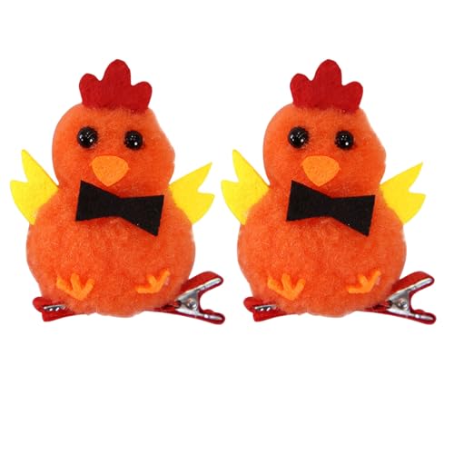 2 Stück Ostern Haarspangen in Kükenform，Kuscheltiere Haarklammer，Süße Haarspangen für Damen，Osterschmuck，7×5cm，Hühnerhaarspangen perfekt für Ostern (orange Farbe) von Generisch