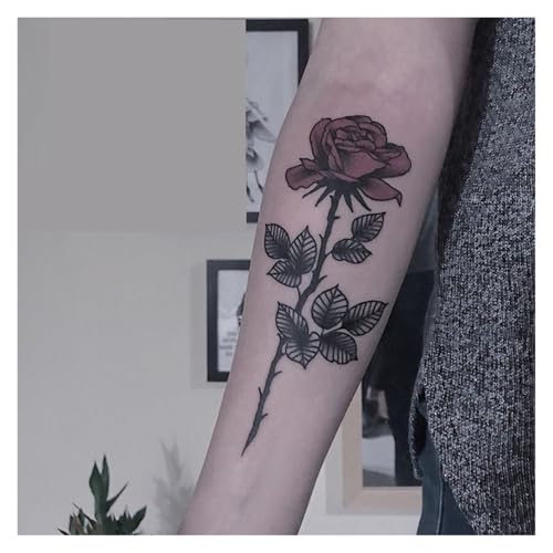 2 Stück Rose Arm Rot Temporäre Tattoo Aufkleber Für Männer Und Frauen, Wasserfeste Und Langlebige Aufkleber, Gefälschte Tattoos von Generisch