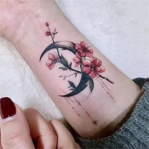 2 Stück Sakura-Mondmuster, bunte Armaufkleber für Männer und Frauen, wasserdichte und langlebige temporäre Tattoos, Fake Tattoo von Generisch