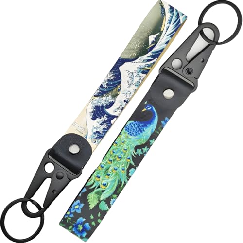 2 Stück Schlüsselanhänger Herren Damen–Metall-Karabinerhaken mit Adler-Schnabel & Trendmuster, AB-Doppelseitiges Design, Auto/Motorrad/Haushalt, Handgelenkband & Taschenanhänger，JDM-Kultur (YSK02-01) von Generisch