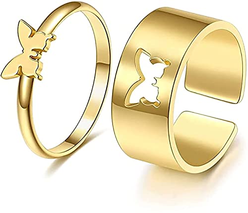 2 Stück Schmetterlingsringe für Frauen, Pinky versprechen passende Ringe für Paare, Schmetterlingsring zierliche trendige Ringe Schmetterlingsschmuck für Teenager-MädchenNützlich und professionell von Generisch