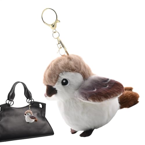 2 Stück Spatz Plüschtier Spatz Kuscheltier Simuliertes Tier Spatz Plüschtier Vogel-Plüsch-Schlüsselanhänger Plüsch Vogel Schlüsselanhänger Dekorativer Realistischer Spatzen-Anhänger 9x8x7 Cm von Generisch