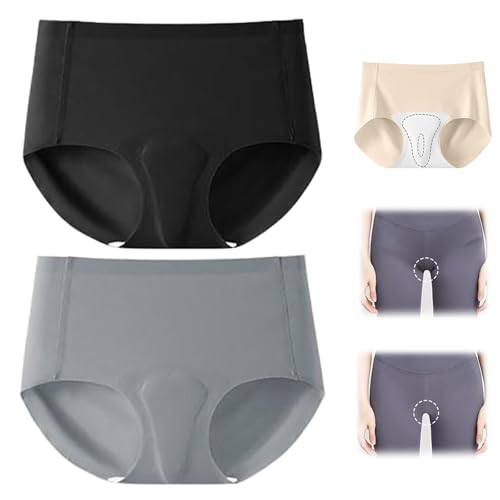 2 Stück Unsichtbarer Camel Toe Concealer Unterwäsche Damen Camel Toe Cover Thong- Nahtlos, Unsichtbar, Bequem mit Latexpolster (DE/NL/SE/PL, Alphanumerisch, M, Regular, Regular, Schwarz+Grau) von Generisch