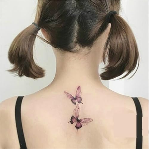 2 Stück Zwei Schmetterlinge auf der roten Rückseite, temporäre Tattoos für Männer und Frauen, wasserdichte und langlebige Aufkleber, Fake Tattoo von Generisch