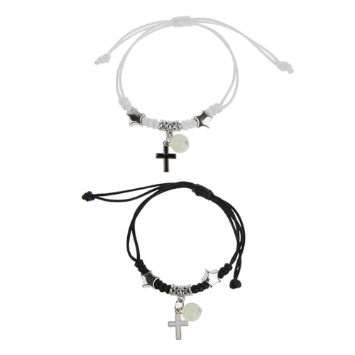 2 Stück leuchtende Perlen Charm geflochtene Seil-Armreifen Paar Versprechen Armbänder Freundschaft passendes Armband Schmuck von Generisch